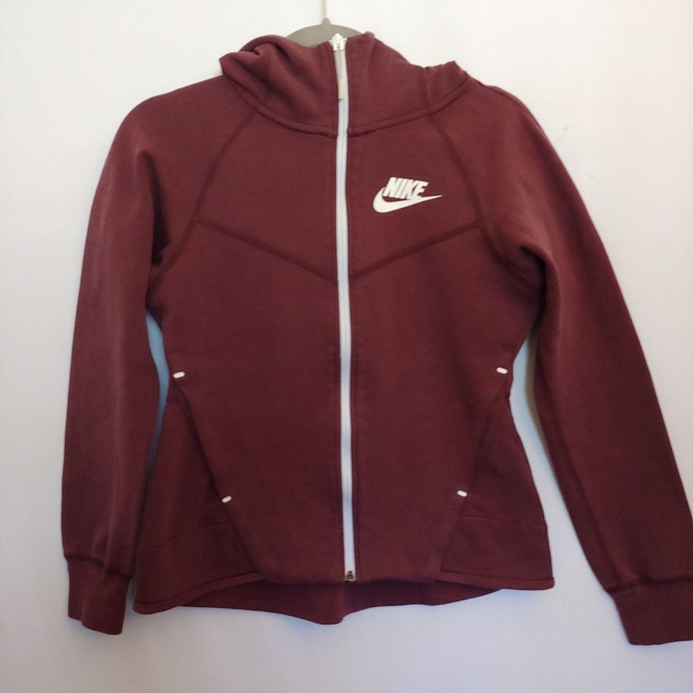 Nike womens fleece Windrunner full zip hoodie in plum 930759-652 XS - Picture 1 of 16